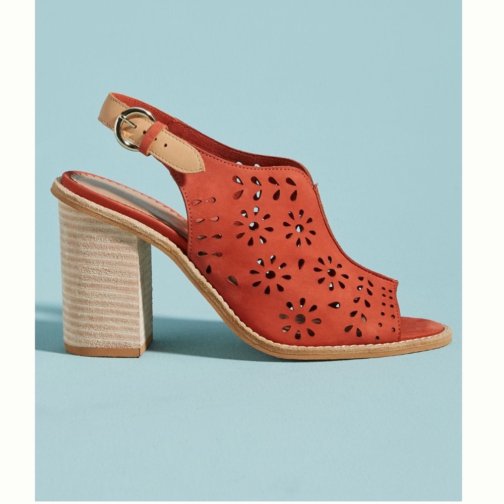 NWT Anthropologie Lucia Cut Out Shooties - tomato color 8.5